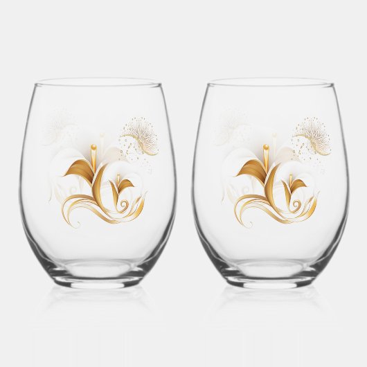 Elite Gold Tulip Set Weinglas Ohne Stiel (Vorderseite)