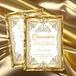 Elite Gold Weißbeige Creme Princess Quinceanera Einladung