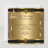 Elite Housewarming Party Chandelier Leopard Gold Einladung (Rückseite)