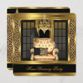 Elite Housewärming Party Kronier Gold Stuhl Einladung (Vorne/Hinten)