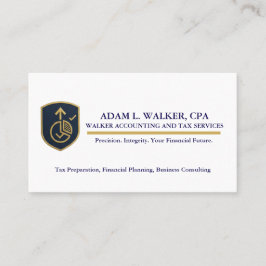 Elite Navy & Gold CPA Tax Preparer Business Card Visitenkarte