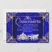 Elite Princess Quinceanera Royal Blue Gold Sparkon Einladung (Vorderseite)