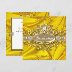 Elite Quinceañera Gelbe Seide Silber Gold Party Einladung