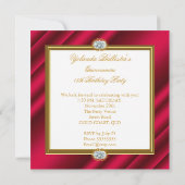 Elite Quinceanera Rich Red Gold Damask 15. Party Einladung (Rückseite)