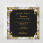 Elite Quinceanera Silver Gold Black Damask 15. Einladung (Rückseite)