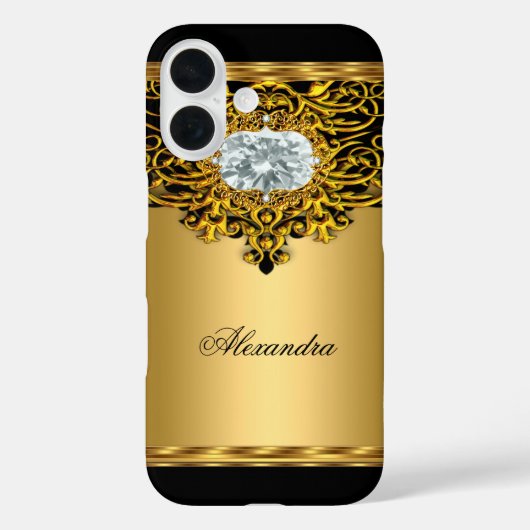 Elite Regal Gold Black Verziert Diamond Jewel 2 Case-Mate iPhone Hülle (Rückseite)