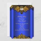 Elite Royal Blue Black Lace Gold Geburtstagsparty Einladung (Rückseite)