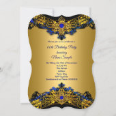 Elite Royal Blue Gem Gold Black Birthday Party Einladung (Rückseite)