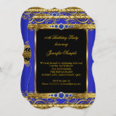 Elite Royal Blue Gold Damask Pearl Birthday Party Einladung (Vorne/Hinten)
