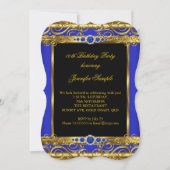 Elite Royal Blue Gold Damask Pearl Birthday Party Einladung (Vorderseite)