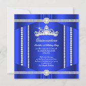Elite Royal Blue Princess Quinceanera Diamond Einladung (Vorderseite)