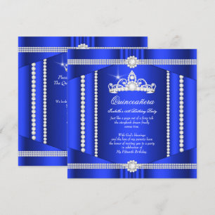 Elite Royalblaue Prinzessin Quinceanera Diamant Einladung