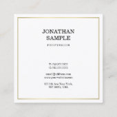 Elite Sleek Design Trendy Gold Schlicht Moderne El Quadratische Visitenkarte (Rückseite)