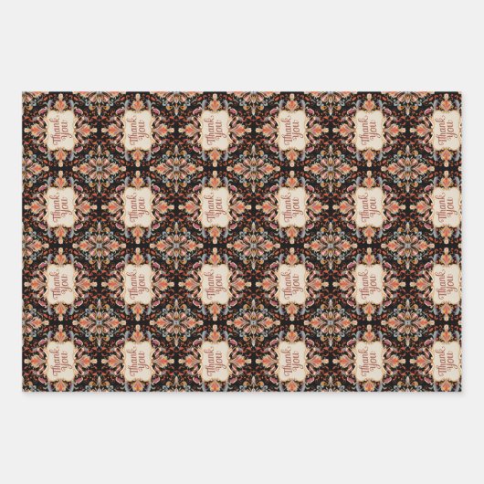 Elite Vintager Stil danke Geschenkpapier Set (Vorderseite)