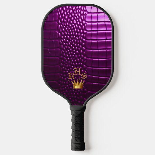 Elite Vivid Lila Imitate Krokodile Mit Monogramm Pickleball Schläger (Vorderseite)