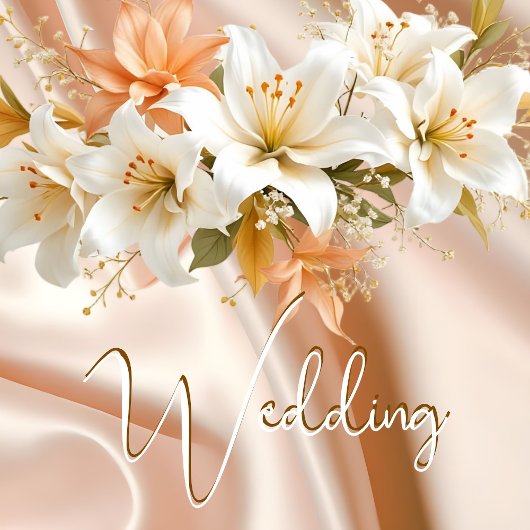 Elite Wedding floral Lilies White Peach Silk Einladung