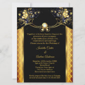 Elite Wedding Gold Black Floral Diamonds Einladung (Rückseite)