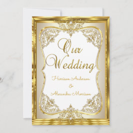 Elite Wedding Gold Weißes Creme Pearl Einladung