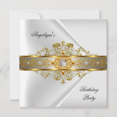 Elite White Gold Black Birthday Party Einladung (Vorderseite)