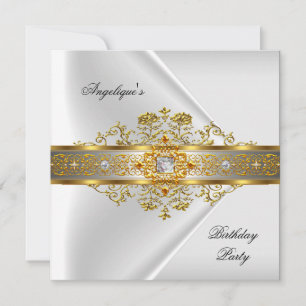 Elite White Gold Black Birthday Party Einladung