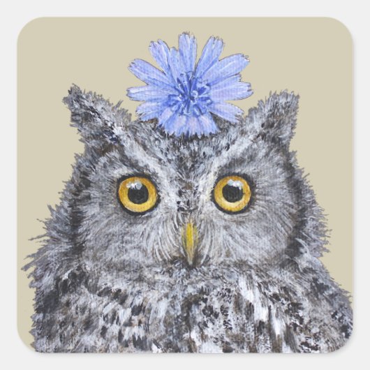 Eliza die Eule-Aufkleber Quadratischer Aufkleber (Vorderseite)
