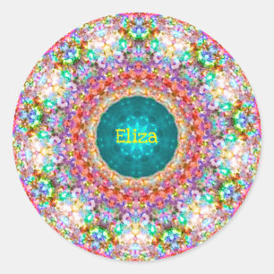 ELIZA ~ Sweet Floral Pattern ~ Personalisiert Runder Aufkleber