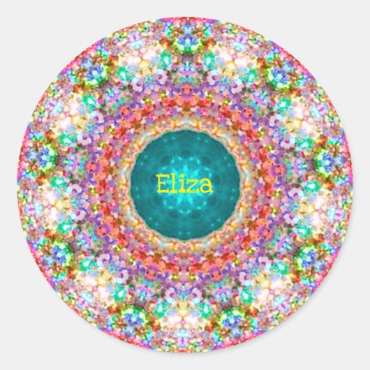 ELIZA ~ Sweet Floral Pattern ~ Personalisiert Runder Aufkleber (Vorderseite)