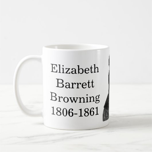 Elizabeth Barrett Browning Zitat zum Schreiben Kaffeetasse (Links)
