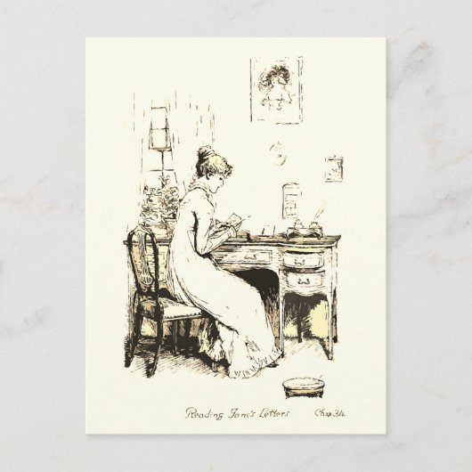 Elizabeth Bennet liest Schwester Brief Beige Postkarte (Vorderseite)