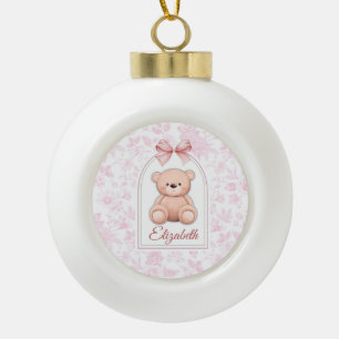 Elizabeth   Benutzerdefiniertes rosa Teddy-Bär-Kin Keramik Kugel-Ornament