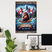 Elizabeth Canadian Beaver and Mountains Poster (Heimbüro)