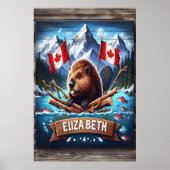 Elizabeth Canadian Beaver and Mountains Poster (Vorne)