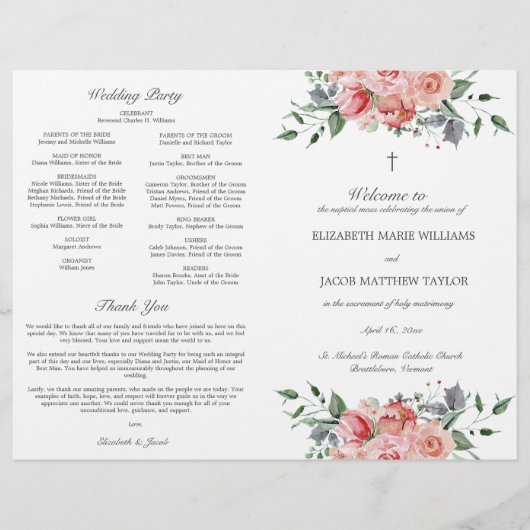 Elizabeth Catholic Mass Wedding Zeremony Program (Vorderseite)