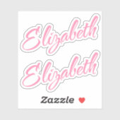 Elizabeth Decorative Name in Pink x2 Aufkleber (Blatt)
