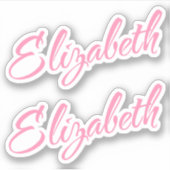 Elizabeth Decorative Name in Pink x2 Aufkleber (Vorderseite)