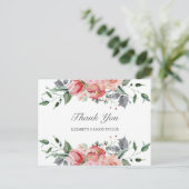 Elizabeth Elegant Pink Blume Hochzeit Vielen Dank Postkarte (Stehend Vorderseite)