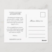 Elizabeth Elegant Pink Blume Hochzeit Vielen Dank Postkarte (Rückseite)