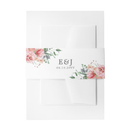 Elizabeth Elegant Pink Floral Wedding Einladungsbanderole