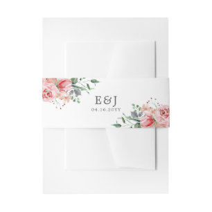 Elizabeth Elegant Pink Floral Wedding Einladungsbanderole
