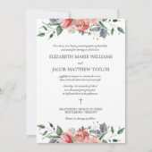 Elizabeth Elegant Rosa Blume Christlich Hochzeit Einladung (Vorderseite)