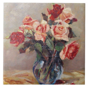 Elizabeth J. Gräfin von Attems Stillleben mit Rose Fliese