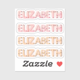 Elizabeth Name in leuchtenden Neonleuchten x4 Aufkleber