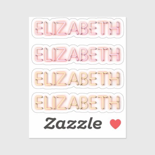 Elizabeth Name in leuchtenden Neonleuchten x4 Aufkleber (Blatt)