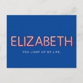 Elizabeth Name in leuchtenden Neonlichtern Postkarte (Vorderseite)