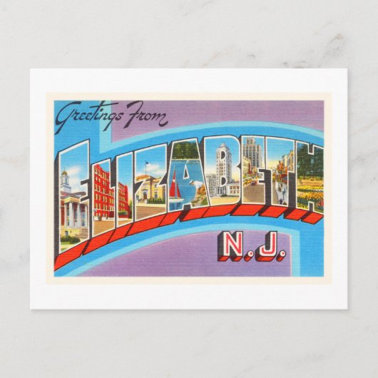 Elizabeth New Jersey NJ Vintage Travel Postcard- Postkarte (Vorderseite)