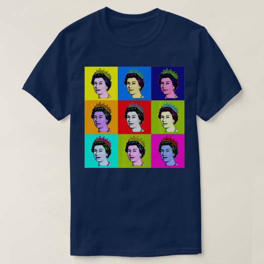 Elizabeth Nine Square Tiles Pop Art Queen of Engla T-Shirt (Design vorne)