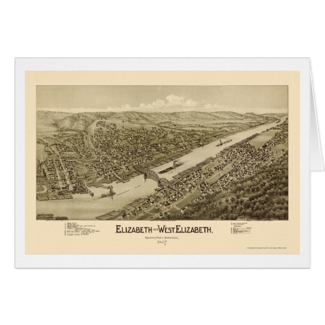 Elizabeth, panoramische Karte PAs - 1897 (Vorderseite (Horizontal))