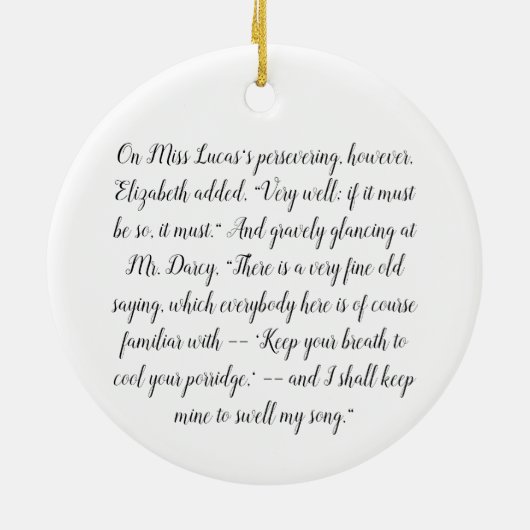 Elizabeth Performs - Jane Austen Pride & Prejudice Keramik Ornament (Hinten)