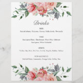 Elizabeth Pink Floral Drinks Wedding Sign (Vorderseite)
