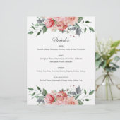 Elizabeth Pink Floral Drinks Wedding Sign (Stehend Vorderseite)
